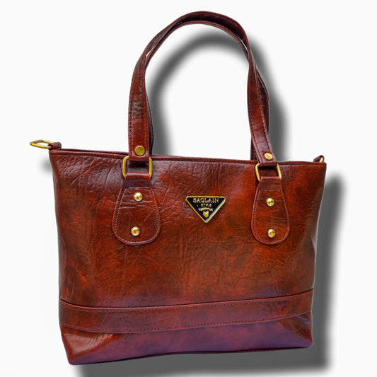 Trendy Premium Brown Faux Leather type Handbag for Women | Stylish Shoulder Bag & Sling Combo | Spacious Office, College, Casual Tote with elegant Design