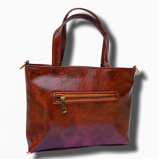 Trendy Premium Brown Faux Leather type Handbag for Women | Stylish Shoulder Bag & Sling Combo | Spacious Office, College, Casual Tote with elegant Design