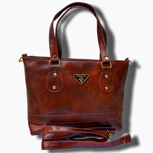 Trendy Premium Brown Faux Leather type Handbag for Women | Stylish Shoulder Bag & Sling Combo | Spacious Office, College, Casual Tote with elegant Design