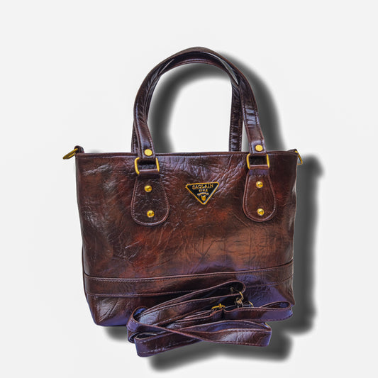 Glossy Dark Brown Synthetic Handbag for Women | Elegant Shoulder & Sling Bag Combo for Office, College & Casual Use