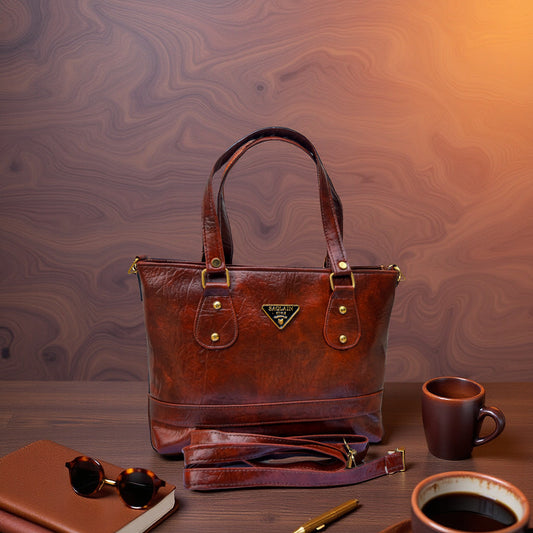 Trendy Premium Brown Faux Leather type Handbag for Women | Stylish Shoulder Bag & Sling Combo | Spacious Office, College, Casual Tote with elegant Design